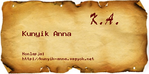 Kunyik Anna névjegykártya