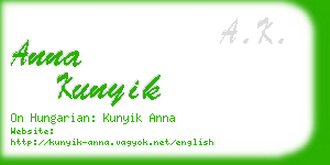 anna kunyik business card